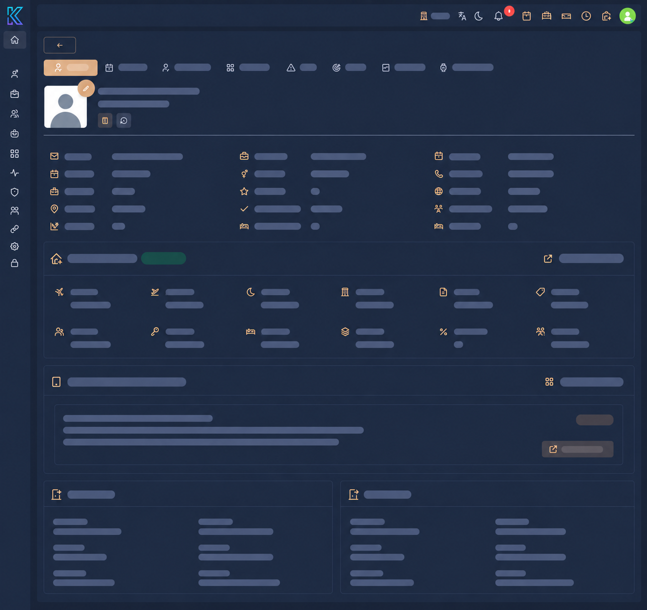 KoroCRM guest profile screen